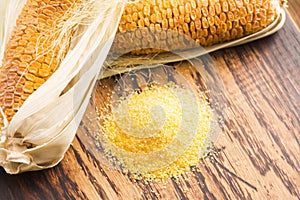 Corn groats and seeds