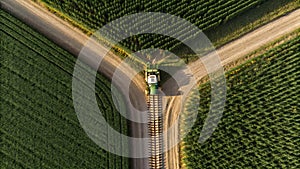 Corn Harvester at a Zipper-Shaped Intersection