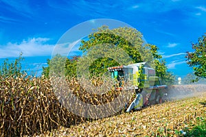 Corn harvesting machines used for harvesting_Baden Baden_Southern Germany