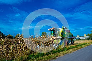 Corn harvesting machines used for harvesting_Baden Baden_Southern Germany