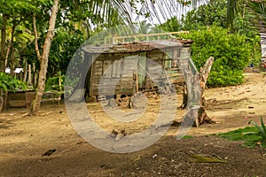 Corn Island, Nicaragua, May 5, 2017: old wooden hut