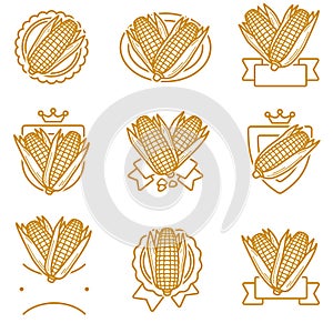 Corn label and element set. Collection icon corn. Vector