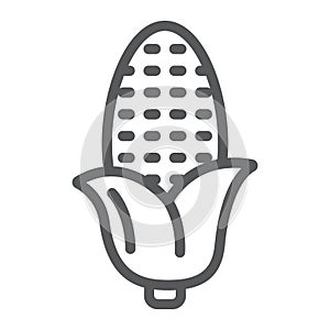 Corn line icon, corncob and vegetable, plant sign, vector graphics, a linear pattern on a white background.