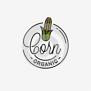 Corn maize logo. Round linear logo of corn