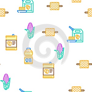 corn maize sweet plant cob vector seamless pattern