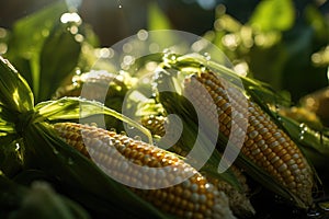 Corn, mature, full of grain in the field, before harv