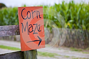 Corn maze sign