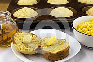 Corn muffins with butter