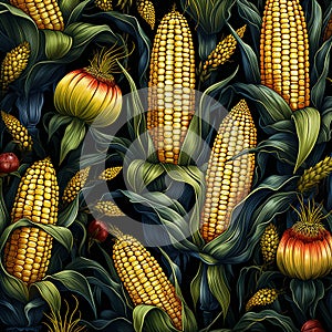Corn pattern background. AI generated image