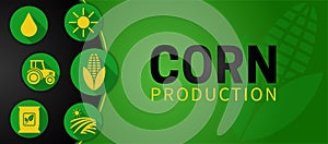 Corn Production Agriculture Illustration Background with Icons