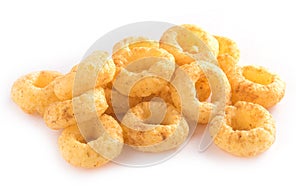 Corn rings on white background