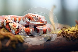 corn snake basking in dappled sunlight