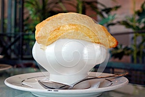 Corn Soup with Puff Pastry