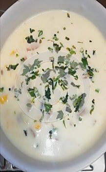 Corn and sousage Cream soup photo