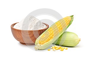 Corn starch in wooden bowl