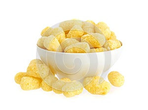 Corn sticks in bowl isolated on white