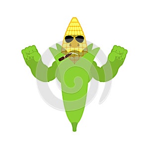 Corn Strong Cool serious. maize powerful strict. Cereals Vector illustration