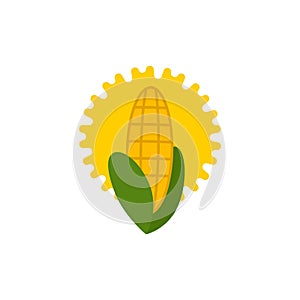 Corn and sun logo icon cartoon illustration