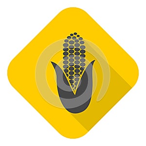 Corn symbol icon with long shadow