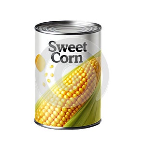 Corn tin can product isolated on white transparent background