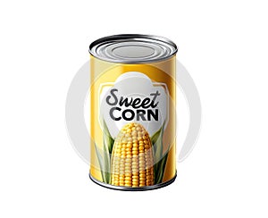 Corn tin can product isolated on white transparent background