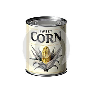 Corn tin can product isolated on white transparent background