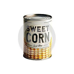 Corn tin can product isolated on white transparent background