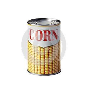 Corn tin can product isolated on white transparent background