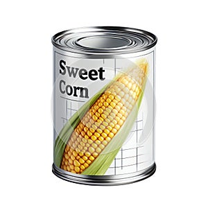 Corn tin can product isolated on white transparent background