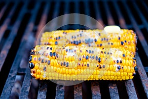 Corn topped with butter photo