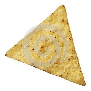 Corn tortilla chip isolated on white