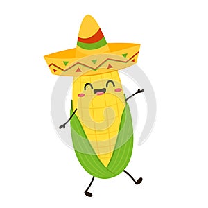 Corn vector. Corn character design. Corn on white.