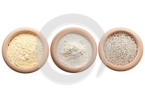 Corn, white and buckwheat flour