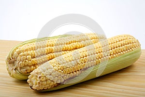 Corn on a wood table