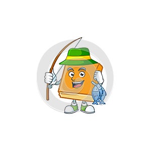 Cornbread with fishing mascot on white background