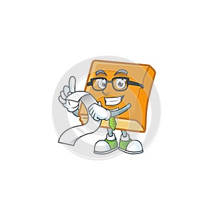 Cornbread with holding bill mascot on white background