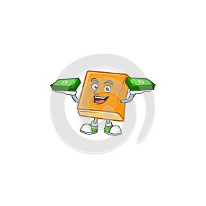 Cornbread with holding money mascot on white background