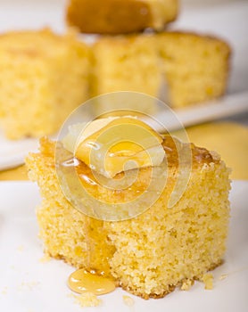 Cornbread with honey and butter