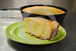 Cornbread in an iron skillet