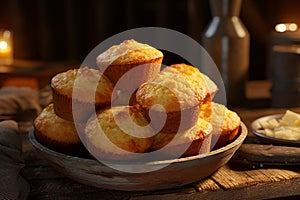 Cornbread muffins with a rustic and homemade