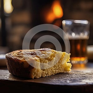 Cornbread On Stone In Rustic Pub. Generative AI