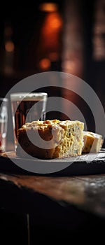 Cornbread On Stone Rustic Pub Mobile Wallpeper Postcard. Generative AI
