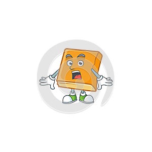 Cornbread with surprised mascot on white background