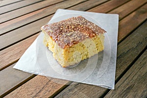 Cornbread on white parchment paper