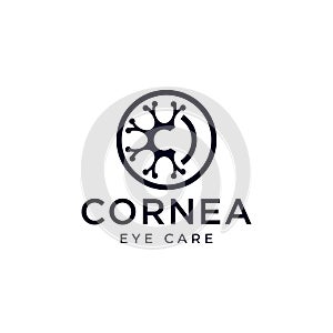 Cornea eye care logo, veins with initial c vector