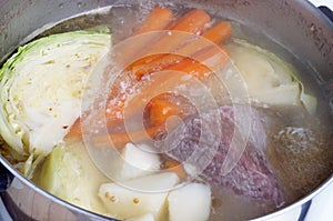 Corned Beef And Cabbage Boiling