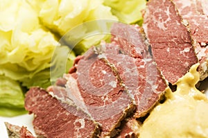 Corned beef and cabbage with mustard