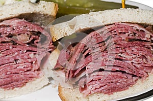 Corned beef pastrami combination sandwich