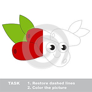 Cornelian cherry to be colored. Vector trace game.