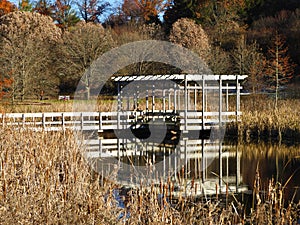 Cornell Botanical Gardens Pond Gazebo in Autumn